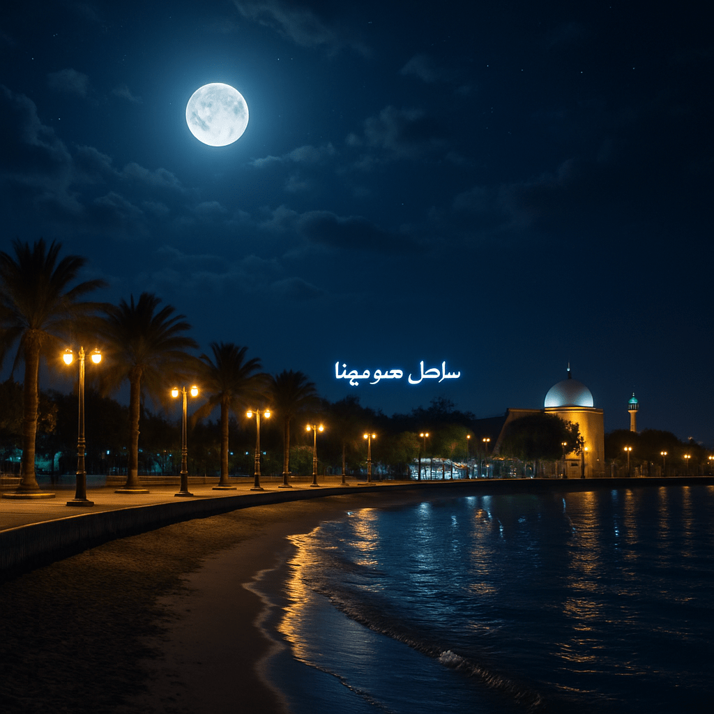 ساحل میرمهنا کیش در شب